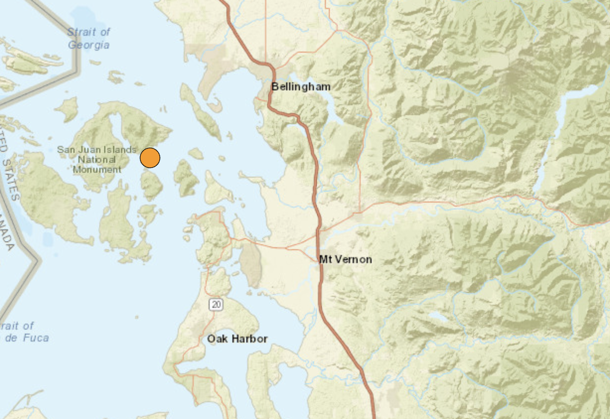 Earthquake near Orcas Island felt by Bellingham residents early Monday morning